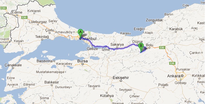 İstanbul Abant arası yaklaşık 277 Km'dir